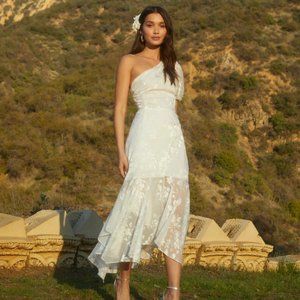 SANTORINI ONE SHOULDER FLORAL MIDI DRESS - ASTR the Label - XS